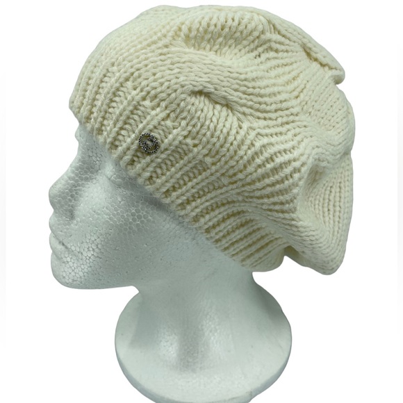 Gucci Accessories - GUCCI Crystal GG Knit Cream Beanie
